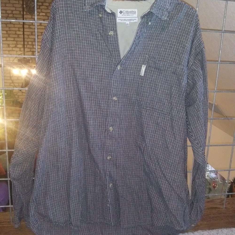 Mens Gray Plaid Columbia Longsleeve Shirt